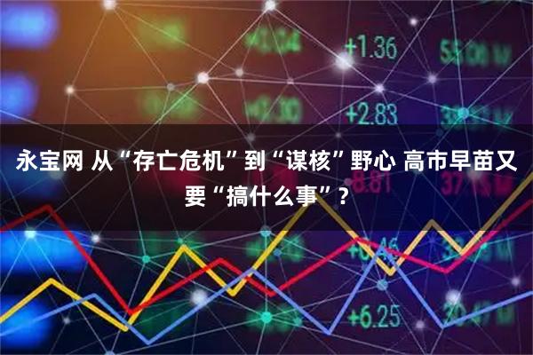 永宝网 从“存亡危机”到“谋核”野心 高市早苗又要“搞什么事”?