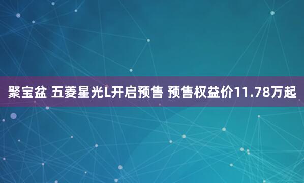 聚宝盆 五菱星光L开启预售 预售权益价11.78万起